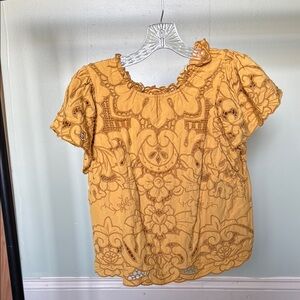 Embroidered Yellow Women's Top